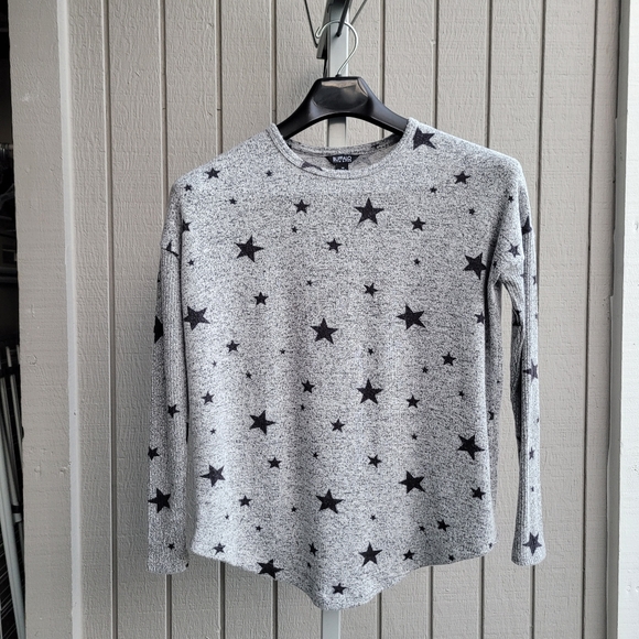 Fitted Sleeves Loose Fit Stretchy Viscose Stars Sweatshirt EUC Women's S grey - Picture 8 of 11